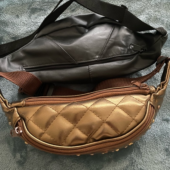 Embellished Black and Quilted Bronze Fanny/Waist Packs - Picture 3 of 6